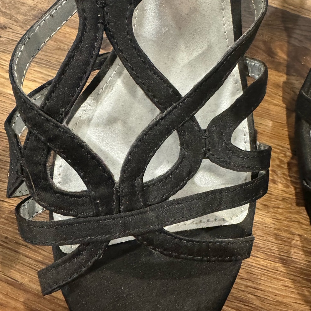 Black suede strappy heels